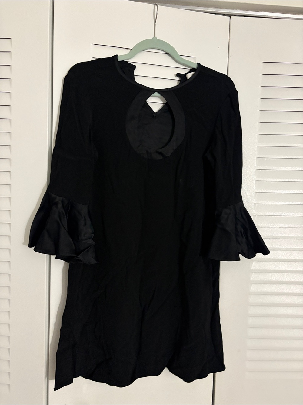 Alexis Black Ruffle-Cuff Keyhole Long Sleeve Dress